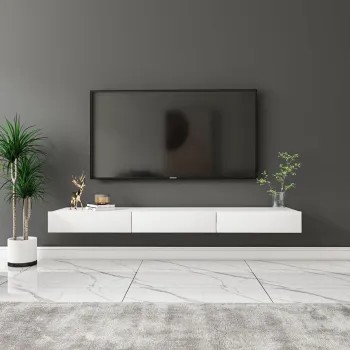 Comoda TV, Hanah Home, Avalon, 140x16.6x31.8 cm, PAL, Alb imagine