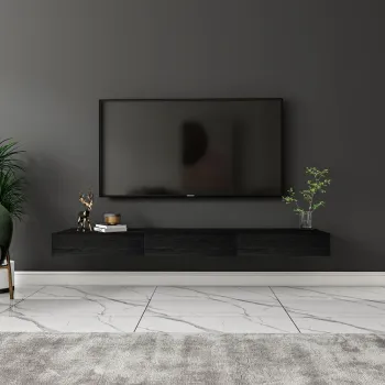 Comoda TV, Hanah Home, Avalon, 140x16.6x31.8 cm, PAL, Negru imagine