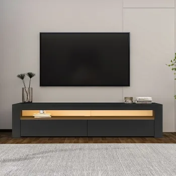 Comoda TV, Hanah Home, Bati, 150x46.8x36.8 cm, PAL, Antracit imagine
