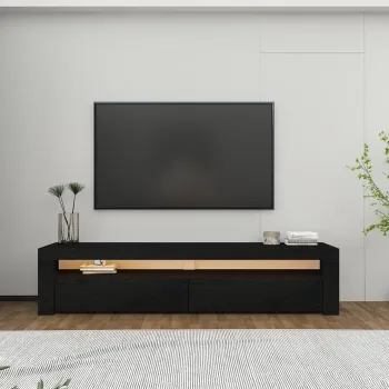 Comoda TV, Hanah Home, Bati, 150x46.8x36.8 cm, PAL, Negru imagine