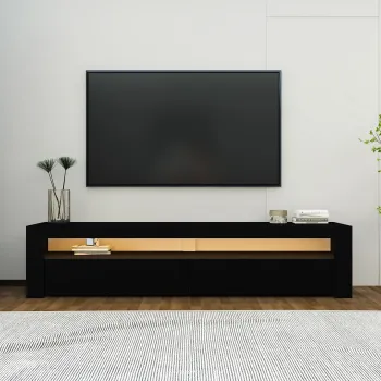 Comoda TV, Hanah Home, Bati, 150x46.8x36.8 cm, PAL, Negru imagine