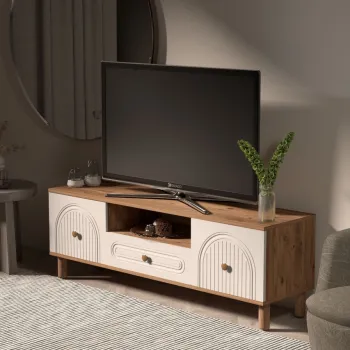 Comoda TV, Hanah Home, Bellora 180, 180x53x41 cm, PAL, Pin Atlantic / Alb imagine