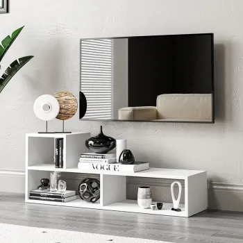 Comoda TV, Hanah Home, Bucak, 110x.43x30 cm, PAL, Alb imagine