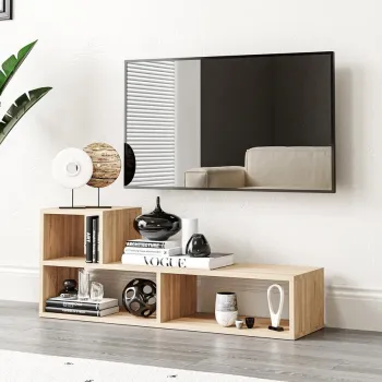 Comoda TV, Hanah Home, Bucak, 110x.43x30 cm, PAL, Stejar Sonomo imagine