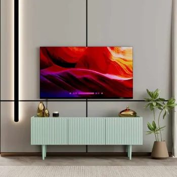Comoda TV, Hanah Home, Capella 120, 120x50x29 cm, MDF LAMINAT, Verde menta imagine