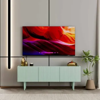 Comoda TV, Hanah Home, Capella 140, 140x50x29 cm, MDF LAMINAT, Verde menta imagine
