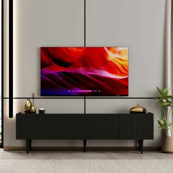 Comoda TV, Hanah Home, Capella 160, 160x50x29 cm, MDF LAMINAT, Negru imagine