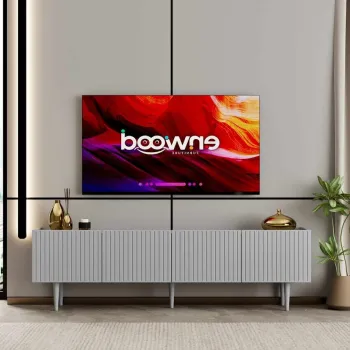 Comoda TV, Hanah Home, Capella 180, 180x50x29 cm, MDF LAMINAT, Gri deschis imagine
