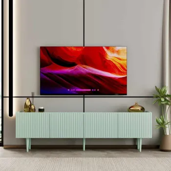 Comoda TV, Hanah Home, Capella 180, 180x50x29 cm, MDF LAMINAT, Verde menta imagine