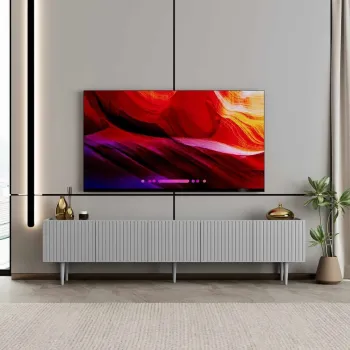 Comoda TV, Hanah Home, Capella 200, 200x50x29 cm, MDF LAMINAT, Gri deschis imagine