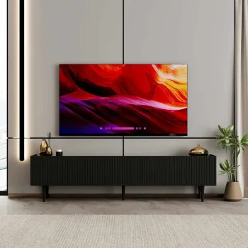 Comoda TV, Hanah Home, Capella 200, 200x50x29 cm, MDF LAMINAT, Negru imagine