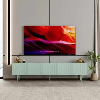 Comoda TV, Hanah Home, Capella 200, 200x50x29 cm, MDF LAMINAT, Verde menta imagine