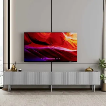 Comoda TV, Hanah Home, Capella 240, 240x50x29 cm, MDF LAMINAT, Gri deschis imagine