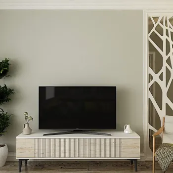 Comoda TV, Hanah Home, Corsa 120, 120x40.5x32 cm, Alb / Travertin imagine