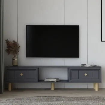 Comoda TV, Hanah Home, Dario Bohem, 150x40.6x29.6 cm, PAL , Antracit imagine