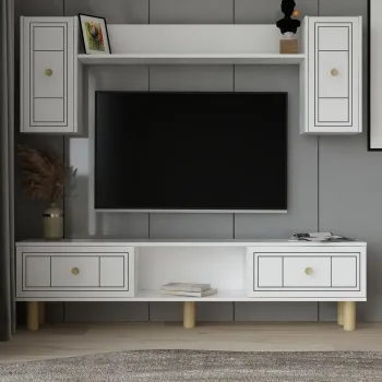 Comoda TV, Hanah Home, Dario Bohem, 150x44.6x29.6 cm, PAL , Alb imagine