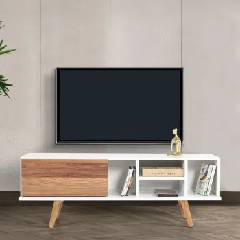 Comoda TV, Hanah Home, Ela 3330, 130x47x35 cm, PAL, Alb/Maro imagine