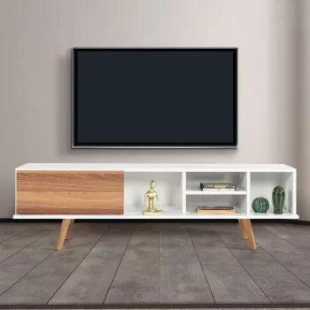 Comoda TV, Hanah Home, Ela 3630, 160x47x35 cm, PAL, Alb/Maro imagine