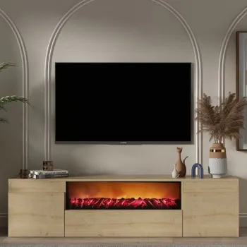 Comoda TV, Hanah Home, Elodi Fireplace, 180x45x34.6 cm, PAL , Maro imagine
