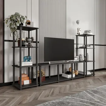 Comoda TV, Hanah Home, Grand, 188x106x34 cm, MDF , Negru imagine