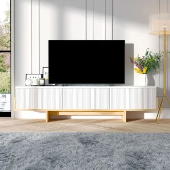 Comoda TV, Hanah Home, Hege, 180x44.6x30 cm, PAL, Stejar alb / safir imagine