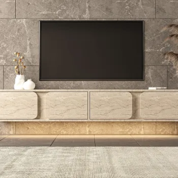 Comoda TV, Hanah Home, Helen, 180x30x30 cm, PAL, Travertin imagine