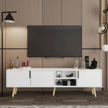 Comoda TV, Hanah Home, Latina 180, 180x30x53 cm, PAL MELAMINAT, Alb imagine