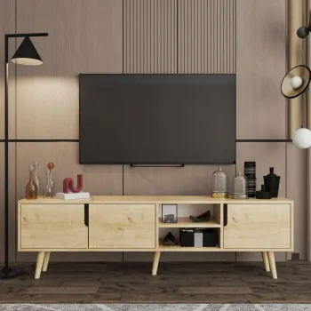 Comoda TV, Hanah Home, Latina 180, 180x30x53 cm, PAL MELAMINAT, Maro imagine