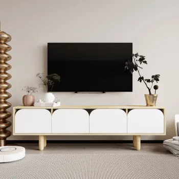 Comoda TV, Hanah Home, Lazio, 180x48x29.8 cm, PAL, Stejar Safir / Alb imagine