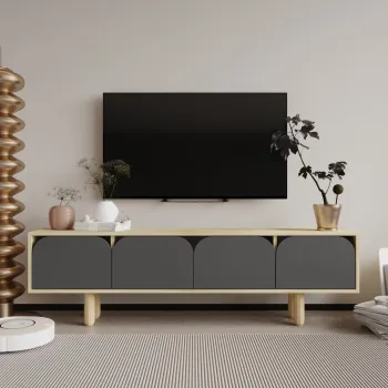 Comoda TV, Hanah Home, Lazio, 180x48x29.8 cm, PAL, Stejar safir / Antracit imagine