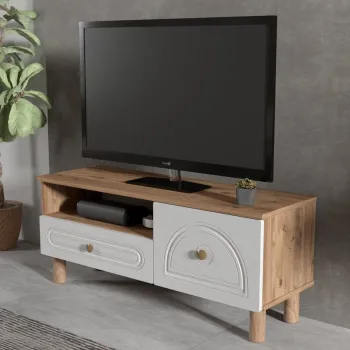 Comoda TV, Hanah Home, Mavora 105, 104x47x35 cm, PAL, Pin Atlantic / Alb imagine