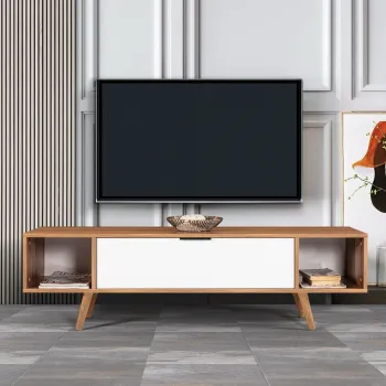 Comoda TV, Hanah Home, Mesir 3626, 160x47x35 cm, PAL, Nuc/Alb imagine