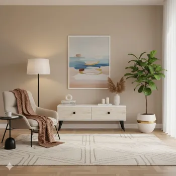 Comoda TV, Hanah Home, Mona 120, 120x40.5x32 cm, PAL , Alb / Travertin imagine