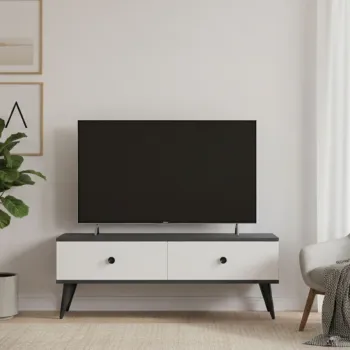 Comoda TV, Hanah Home, Mona 120, 120x40.5x32 cm, PAL , Antracit/Alb imagine