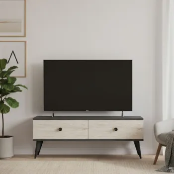 Comoda TV, Hanah Home, Mona 120, 120x40.5x32 cm, PAL , Antracit / Travertin imagine