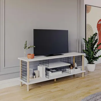 Comoda TV, Hanah Home, Peka-0048, 120x42.6x30 cm, PAL, Alb imagine