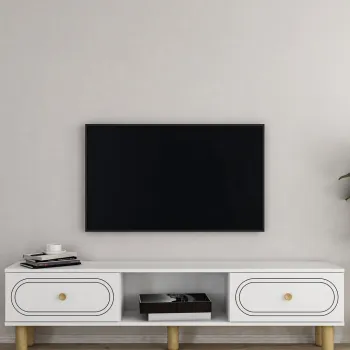 Comoda TV, Hanah Home, Polen Bohem, 150x40.6x29.6 cm, PAL , Alb imagine