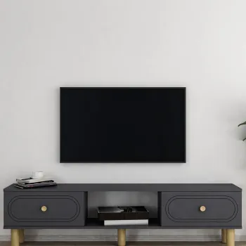 Comoda TV, Hanah Home, Polen Bohem, 150x40.6x29.6 cm, PAL , Antracit imagine