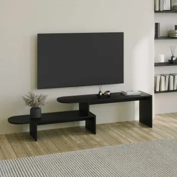 Comoda TV, Hanah Home, Puzzle, PAL, Negru imagine