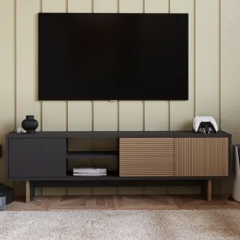 Comoda TV, Hanah Home, Ravello, 150x45x30 cm, PAL, Stejar cald / Antracit imagine