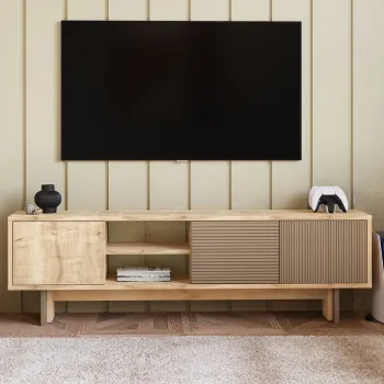 Comoda TV, Hanah Home, Ravello, 150x45x30 cm, PAL, Stejar cald / Stejar safir imagine