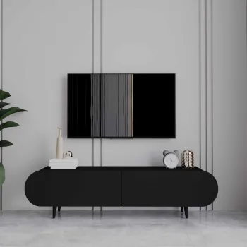 Comoda TV, Hanah Home, Regulus 160, 160x49x30 cm, MDF LAMINAT, Negru imagine
