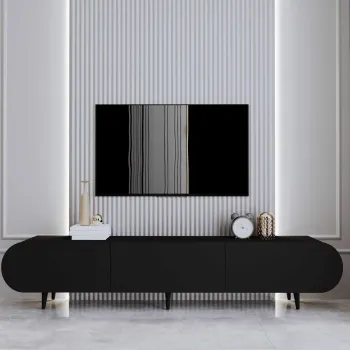 Comoda TV, Hanah Home, Regulus 180, 180x49x30 cm, MDF LAMINAT, Negru imagine