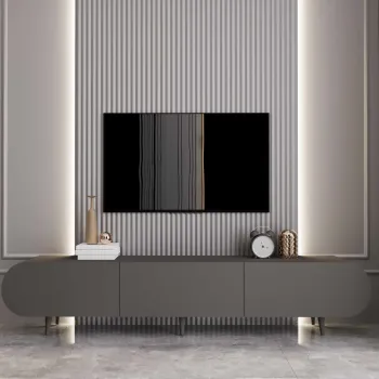 Comoda TV, Hanah Home, Regulus 200, 200x49x30 cm, MDF LAMINAT, Gri imagine