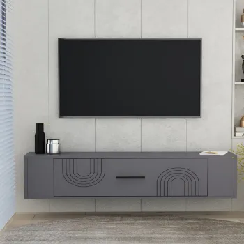 Comoda TV, Hanah Home, Restol 2, 120x33.2x26.4 cm, PAL , Antracit imagine