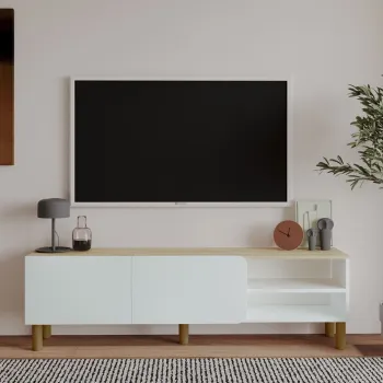 Comoda TV, Hanah Home, River, 150x48.2x31.4 cm, PAL, Stejar alb / safir imagine