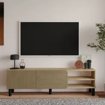 Comoda TV, Hanah Home, River, 150x48.2x31.4 cm, PAL, Stejar cald / Stejar safir imagine