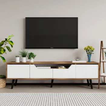 Comoda TV, Hanah Home, Roma 180, 180x48x29.8 cm, PAL, Nuc/Alb imagine