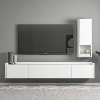 Comoda TV, Hanah Home, Sema, 160x35x29.6 cm, PAL, Alb imagine
