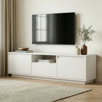 Comoda TV, Hanah Home, Sentinel, 160x42x30 cm, PAL, Alb natural imagine